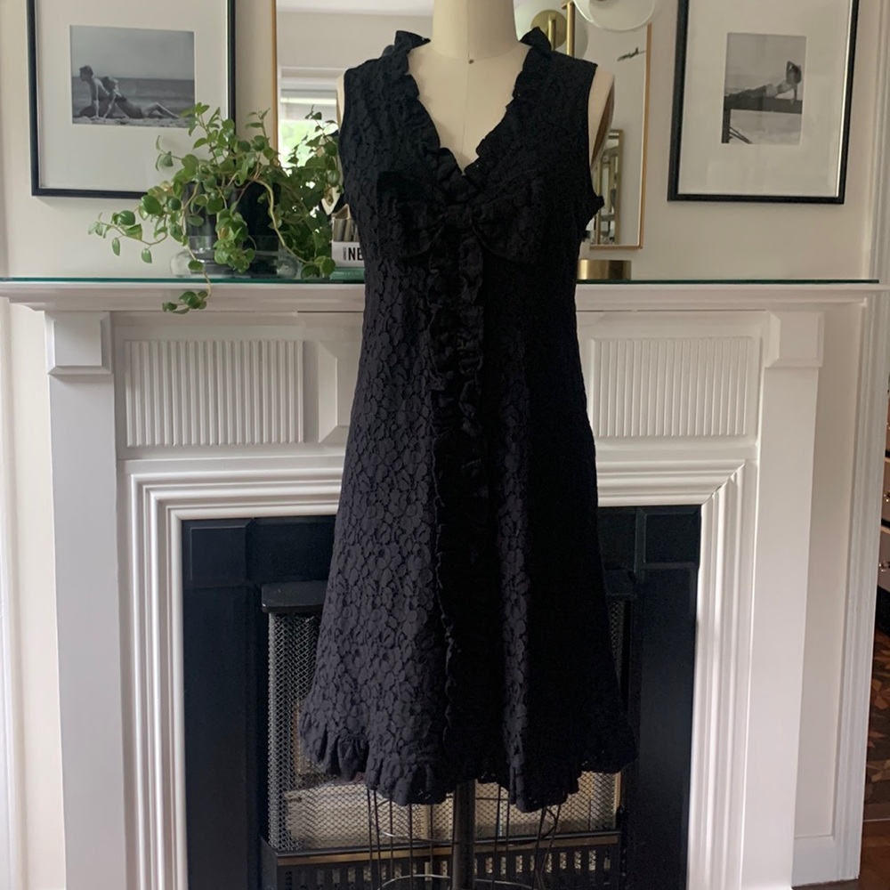Black Lace cocktail dress. Ruffled and bowed.GORGEOUS 🖤🖤